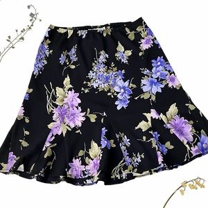 Vintage Karin Stevens floral skirt, black lilac